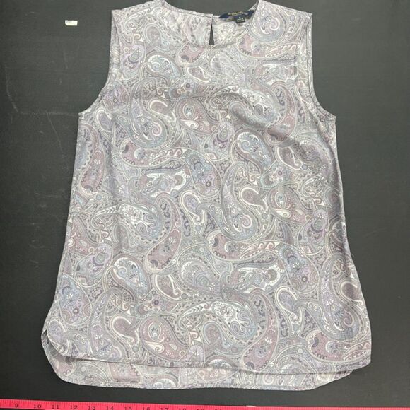 Brooks Brothers Liberty Art Purple Paisley Lightweight Tank Blouse Size 2 - Picture 6 of 10